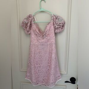 American Threads Light Pink Floral Mini Dress